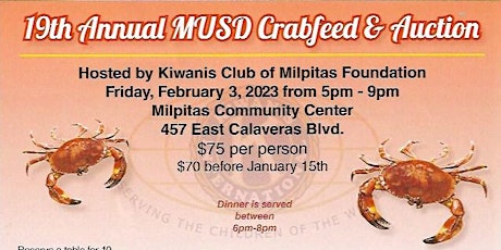 19th Annual MUSD Kiwanis Crabfeed and Auction primary image