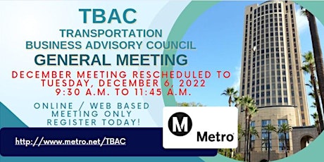 TBAC General Meeting WEB-BASED / ONLINE MEETING ONLY