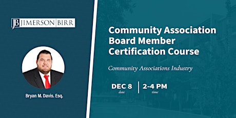 December Community Association Board Member Certification Course