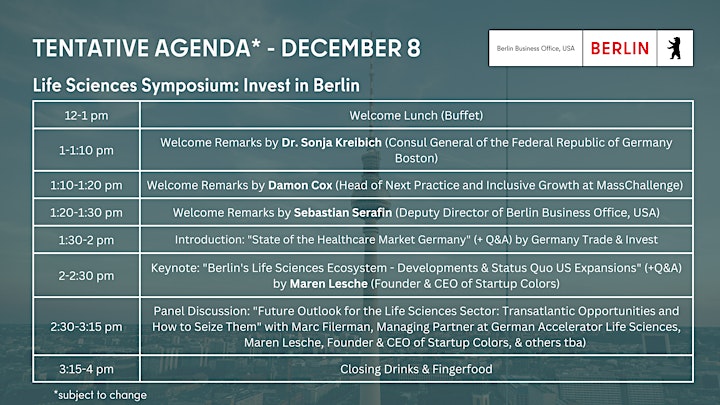 POSTPONED UNTIL EARLY 2023 - Life Sciences Symposium: Invest in Berlin image