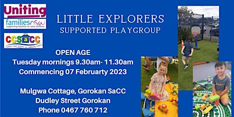 Little Explorers 3-5 Years Supported Playgroup. PHONE 43056200 To REGISTER primary image