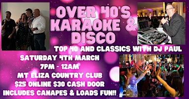 Single Over 40 50 60  Karaoke and Old SKool Disco .. Canapes Pool Table
