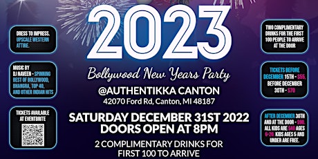 NYE 2023 Bollywood New Years Party @ Authentikka Canton