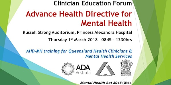 Clinician Forum - Advance Health Directive for Mental Health
