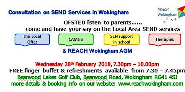 REACH Wokingham Consultation on SEND Services in Wokingham & AGM