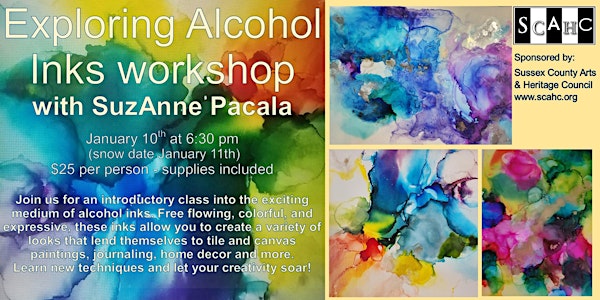 Exploring Alcohol Inks workshop with SuzAnne Pacala