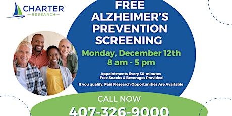 FREE Alzheimer's Prevention Screening - Charter Research Winter Park