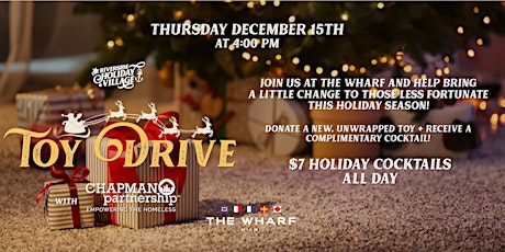 Riverside Holiday Village Toy Drive with Chapman Partnership at The Wharf