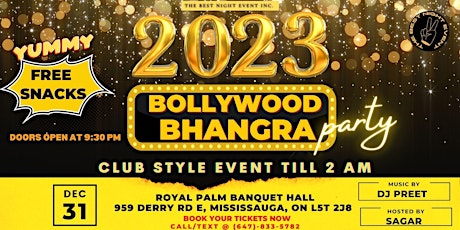 Bollywood Bhangra New Year Eve's Party with snacks included