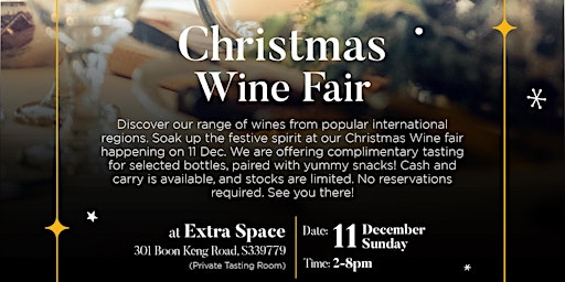 Christmas Wine Fair, Free Wine Tasting