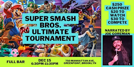 Live Super Smash Bros. Ultimate Tournament in Brooklyn with $250 Cash Prize