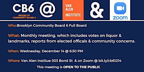 December Brooklyn Community Board 6 Full Board Meeting
