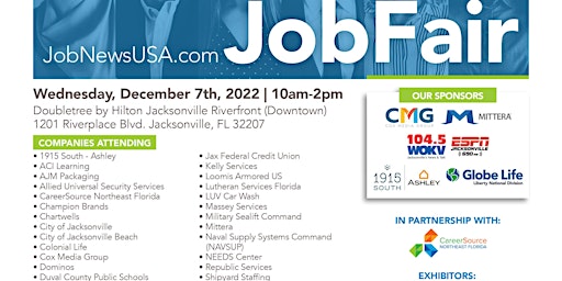1,200+ JOBS From 35+ Companies at the December 7th Jacksonville Job Fair