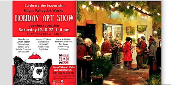 Holiday Art Party!  Art, wine, music at our artist reception open to all!