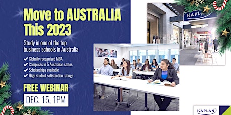 Study & Work in Australia with Kaplan Business School (Dec 15, 1pm)