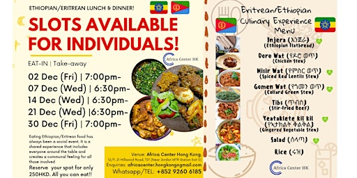 Ethiopian/Eritrean Culinary Experience (Dinner Buffet)