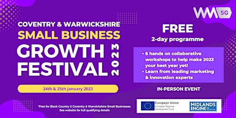 Coventry & Warwickshire Small Business Growth Festival 2023 - 2 Day Program primary image