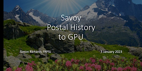 Postal History of Savoy By Simon Richards FRPSL