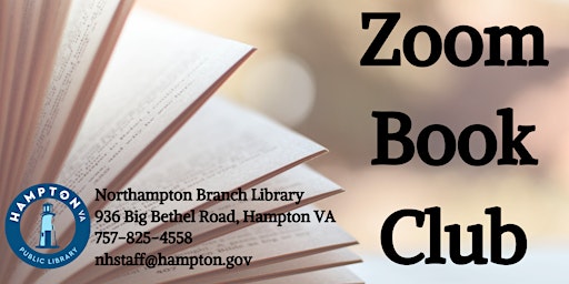 Imagem principal do evento Zoom Book Club, Northampton Branch Library