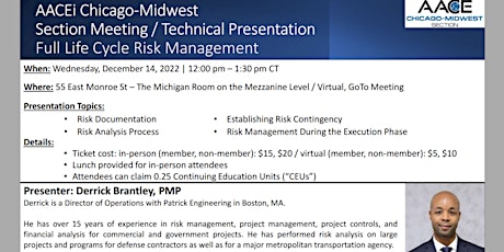AACEi Section Mtg / Technical Presentation: Full Life Cycle Risk Management