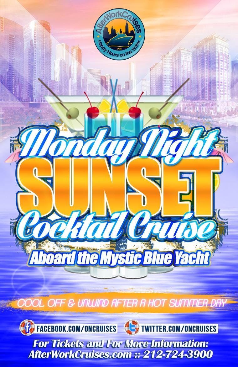 Monday Night Sunset Cocktail Cruise Aboard the Mystic Blue Yacht