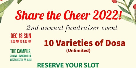 'Share the Cheer' - Sunday Dosa Brunch Fundraiser Event 2022