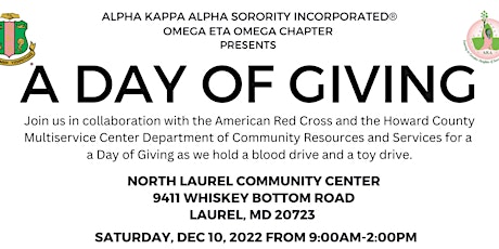 Omega Eta Omega Day of Giving - Blood Drive and Toy Collection