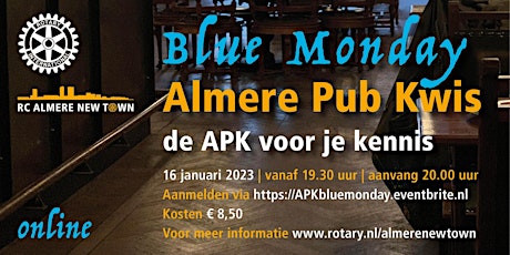 Primaire afbeelding van Blue monday Almere Pub Kwis,  de APK voor je kennis