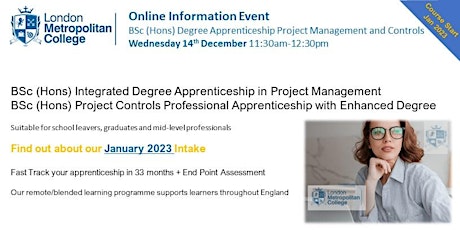 BSc (Hons) Degree Apprenticeships in Project Mgmt & Controls - Info Event