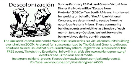 The February Oakland Greens Free Dinner & a Movie Discussion Series