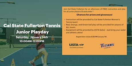 Cal State Fullerton Tennis Junior Play Day