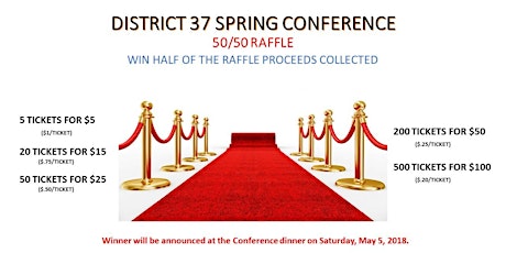 District 37 2018 Spring Conference 50/50 Raffle Tickets 