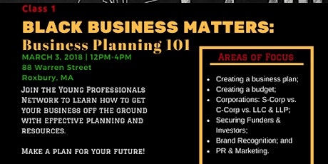 #MoneyMattersMarch: Black Business Matter's: Business Planning 101 primary image