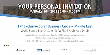 Hauptbild für 17th Exclusive Solar EPC & Project Developer Business Circle – Middle East