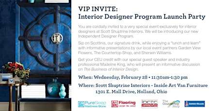 VIP INVITE: Interior Designer Program Lunch and Learn, Toledo