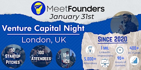MeetFounders Venture Capital Night (January 2023 - London)  In-Person Event