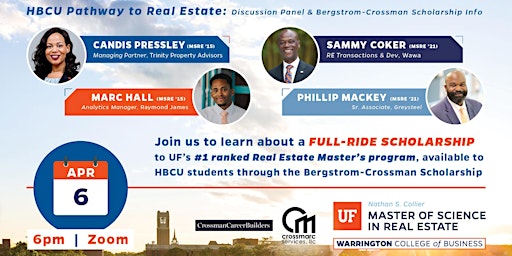 HBCU Pathway to UF Real Estate: Discussion Panel  & Scholarship Information