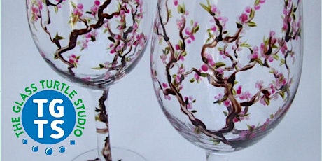 Cherry Blossom Wine Glass Painting Class