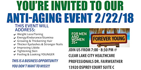 New U Life Anti-Aging Event with Dr. David Fairweather primary image