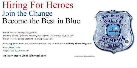  Memphis Police Department Hiring For Heroes Military Recruiting Info Session primary image