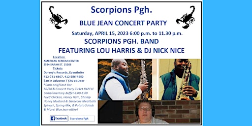 SCORPIONS PGH  BLUE JEAN PARTY Lou Harris & Scorpions Pgh Band DJ Nick Nice