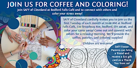 Immagine principale di Coffee and Coloring with SAFY of Cleveland 