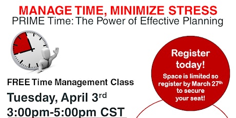 Time Management Class: Manage Time, Minimize Stress primary image