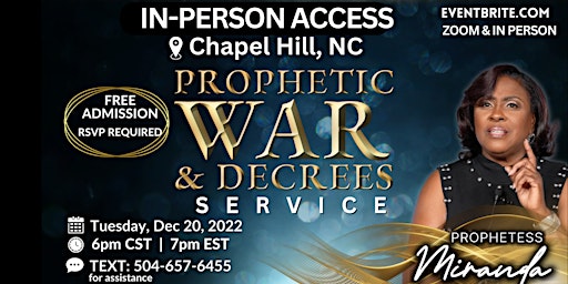 IN-PERSON: FREE Prophetic War & Decree Service in NORTH CAROLINA primary image
