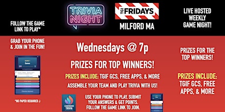 Trivia Game Night | TGI Fridays - Milford MA