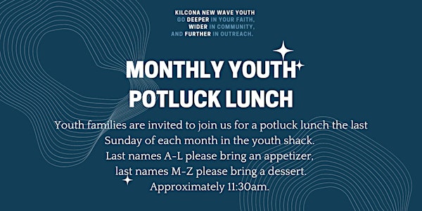 Monthly youth potluck lunch
