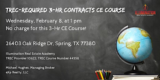 TREC 3-Hr Mandatory Contracts Course - ONLINE - 3 hours FREE CE!