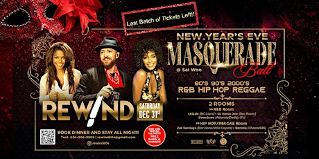 Rewind New Years Eve Masquerade Party @ Sai Woo!!! (Last Few Tickets Left!) primary image