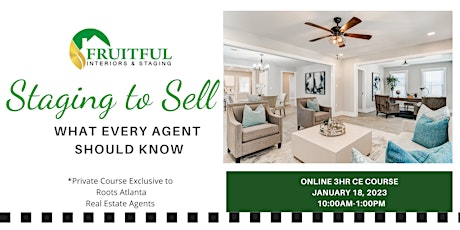 Online 3hr CE Course- Staging to Sell, What Every Agent Should Know