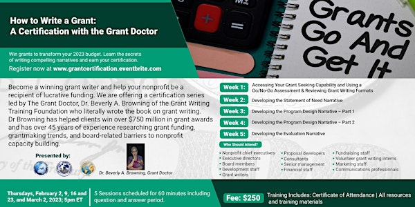How to Write a Grant:  A Certification with the  Grant Doctor